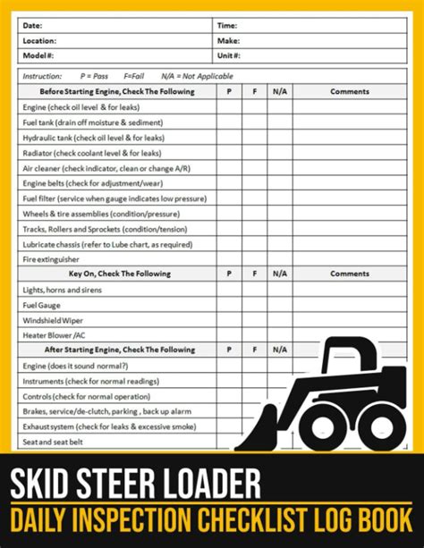 skid steer bobcat inspection checklist|skid steer inspection form.